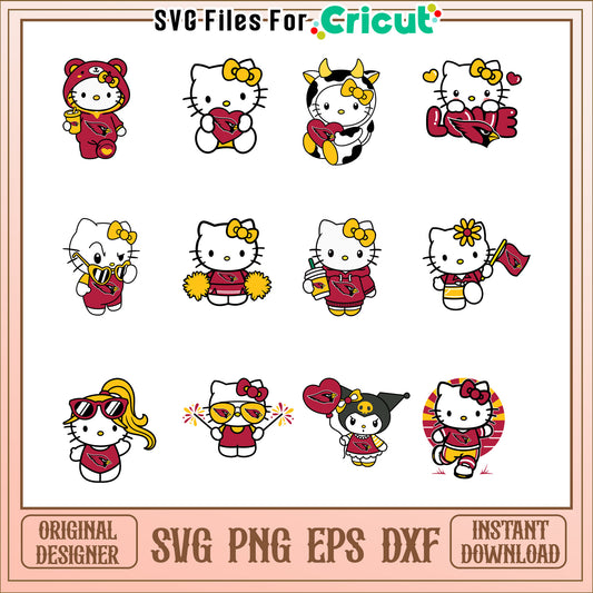 Hello Kitty SVG Bundle Arizona Cardinals Designs