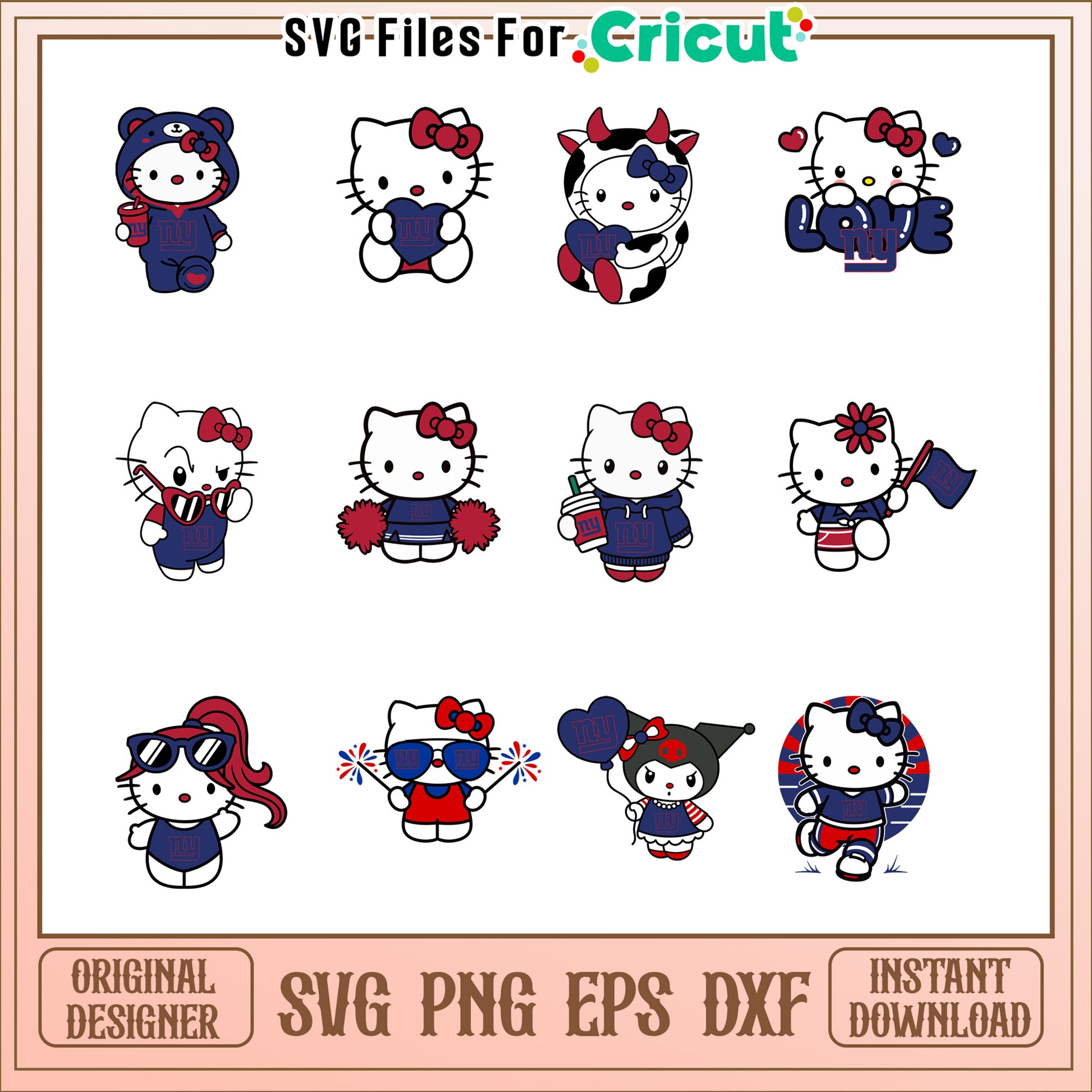Hello Kitty SVG Bundle NY Giants Designs