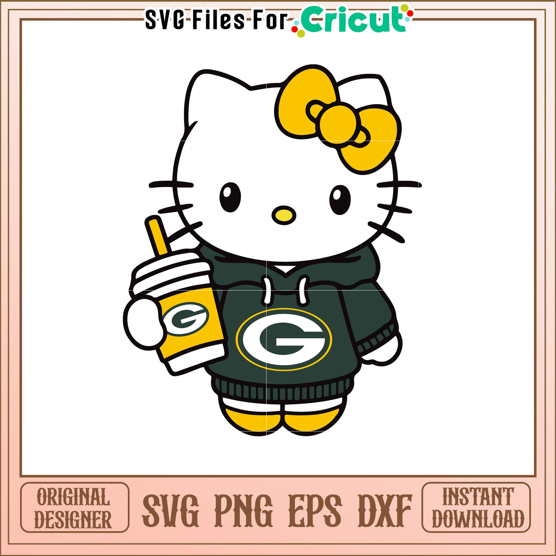 Hello Kitty SVG Design Green Bay Packers Theme