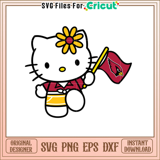 Hello Kitty SVG Design with Arizona Cardinals Theme