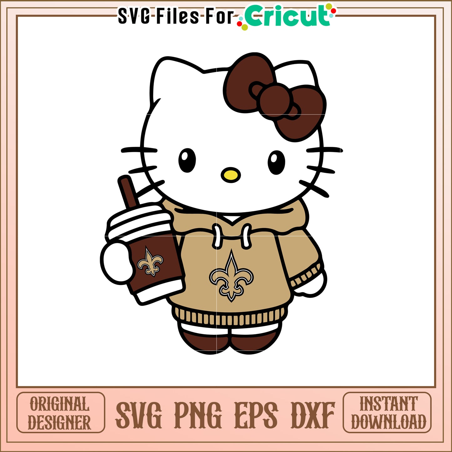 Hello Kitty SVG Design with Coffee and Hoodie Fashion