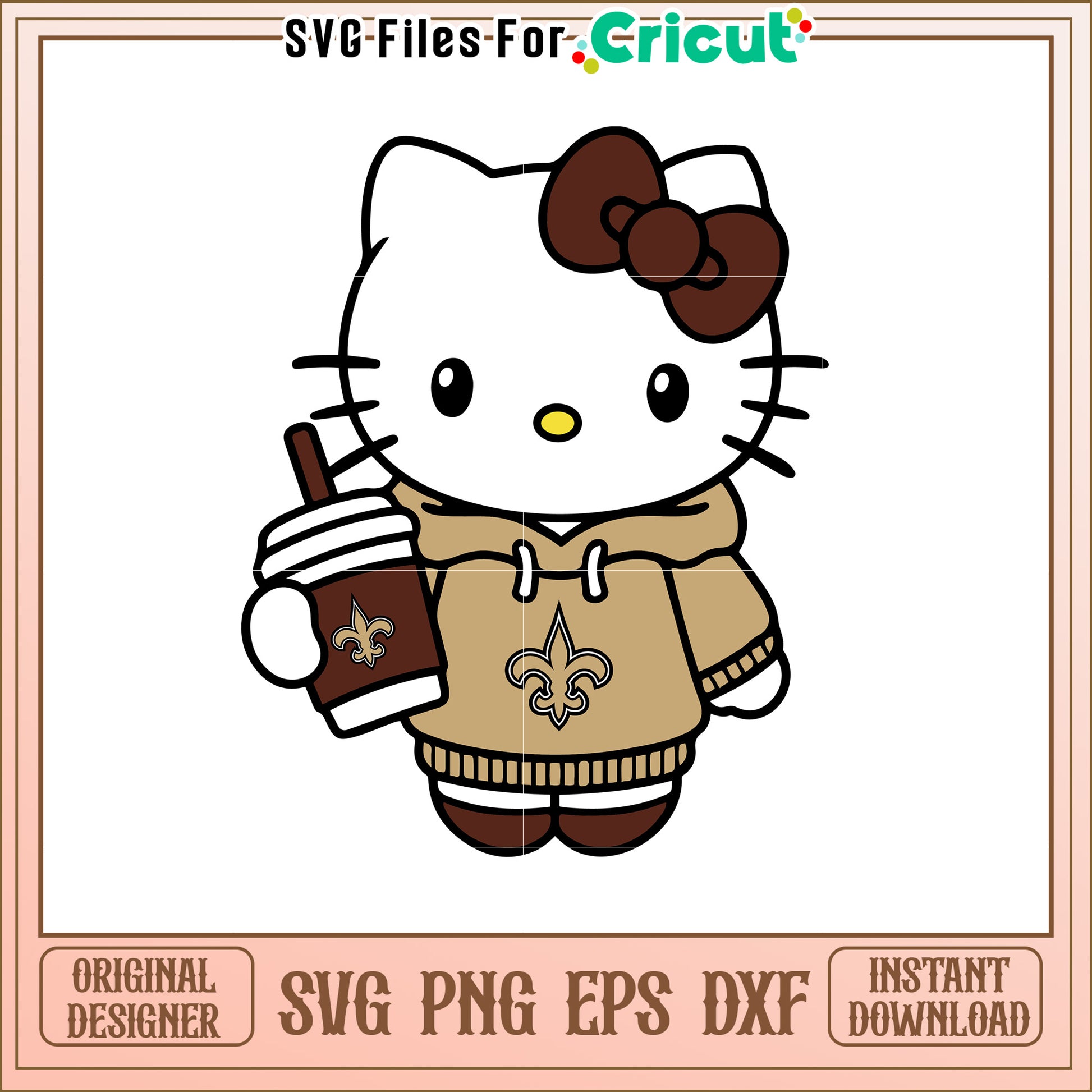 Hello Kitty SVG Design with Coffee and Hoodie Fashion