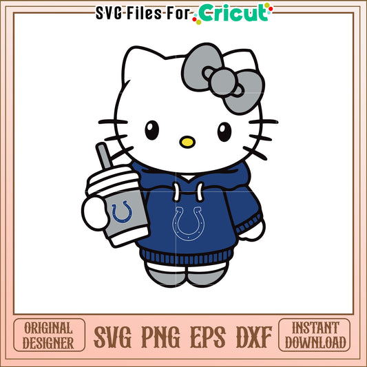 Hello Kitty SVG Design with Colts Hoodie and Drink