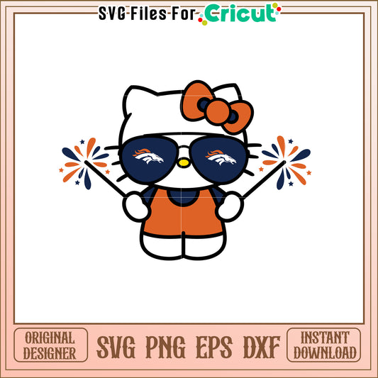 Hello Kitty SVG Design with Denver Broncos Theme