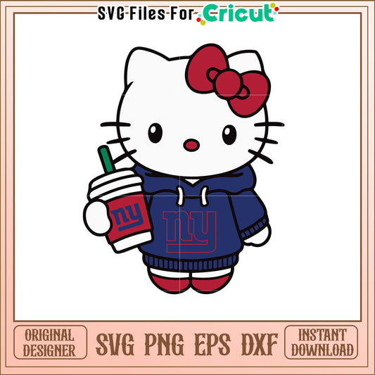 Hello Kitty SVG Design with NY Giants Theme