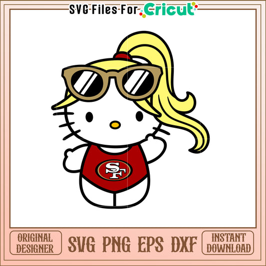 Hello Kitty SVG Design with Sunglasses and Swimwear