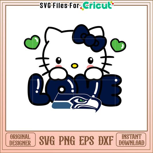 Hello Kitty Seahawks Love SVG