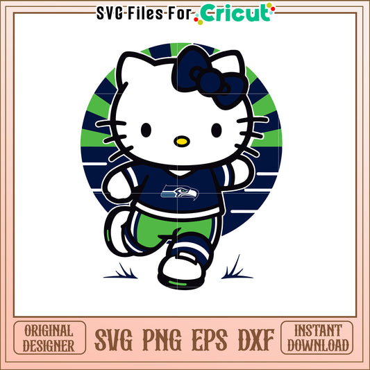 Hello Kitty Seattle Seahawks SVG Design Clipart