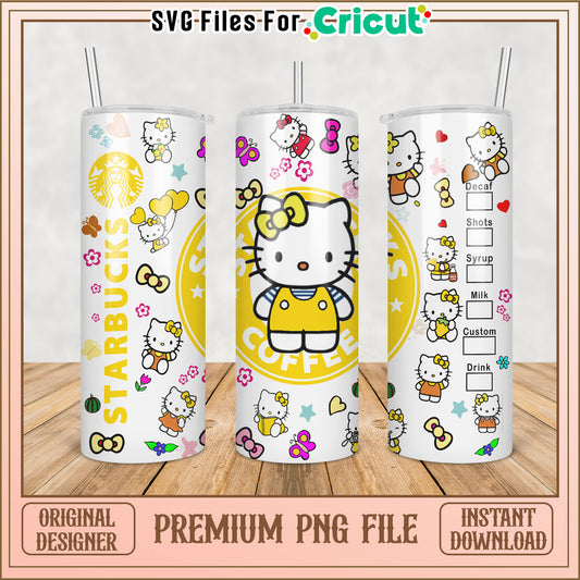 Hello Kitty Starbucks Tumbler Design PNG Instant Download File