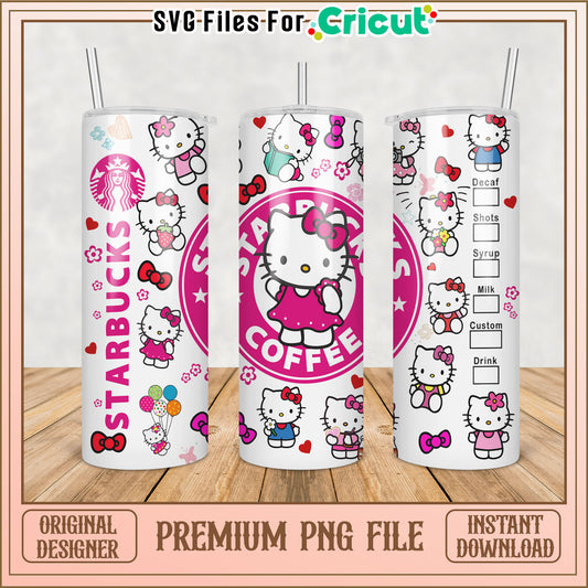 Hello Kitty Starbucks Tumbler PNG File for Cricut Instant Download