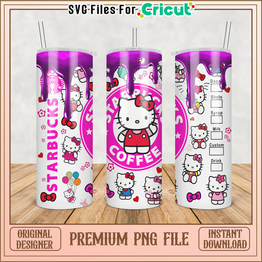 Hello Kitty Starbucks Tumbler PNG File for Cricut Projects