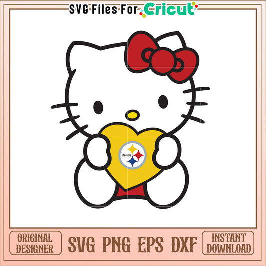 Hello Kitty Steelers Heart SVG Design for Fans