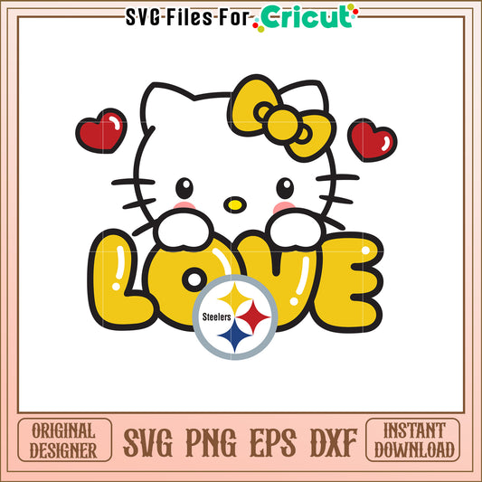 Hello Kitty Steelers Love SVG Design