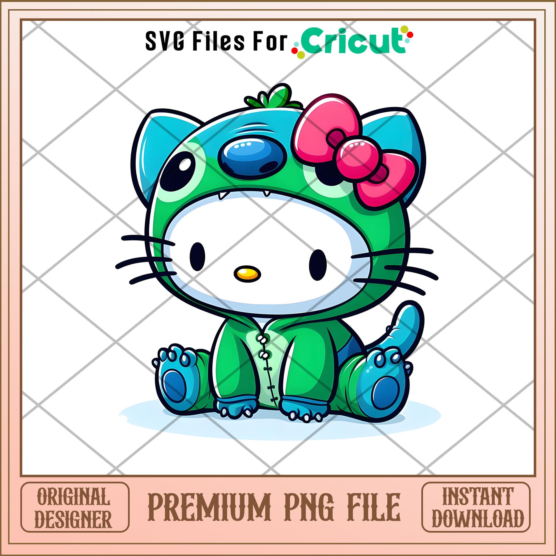 Hello Kitty Stitch green   png, Disney characters png, Digital Download