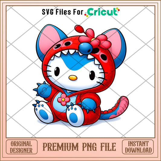 Hello Kitty Stitch red  png, Disney characters png, Digital Download