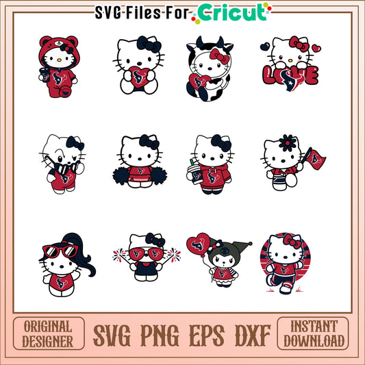 Hello Kitty Texans SVG Bundle