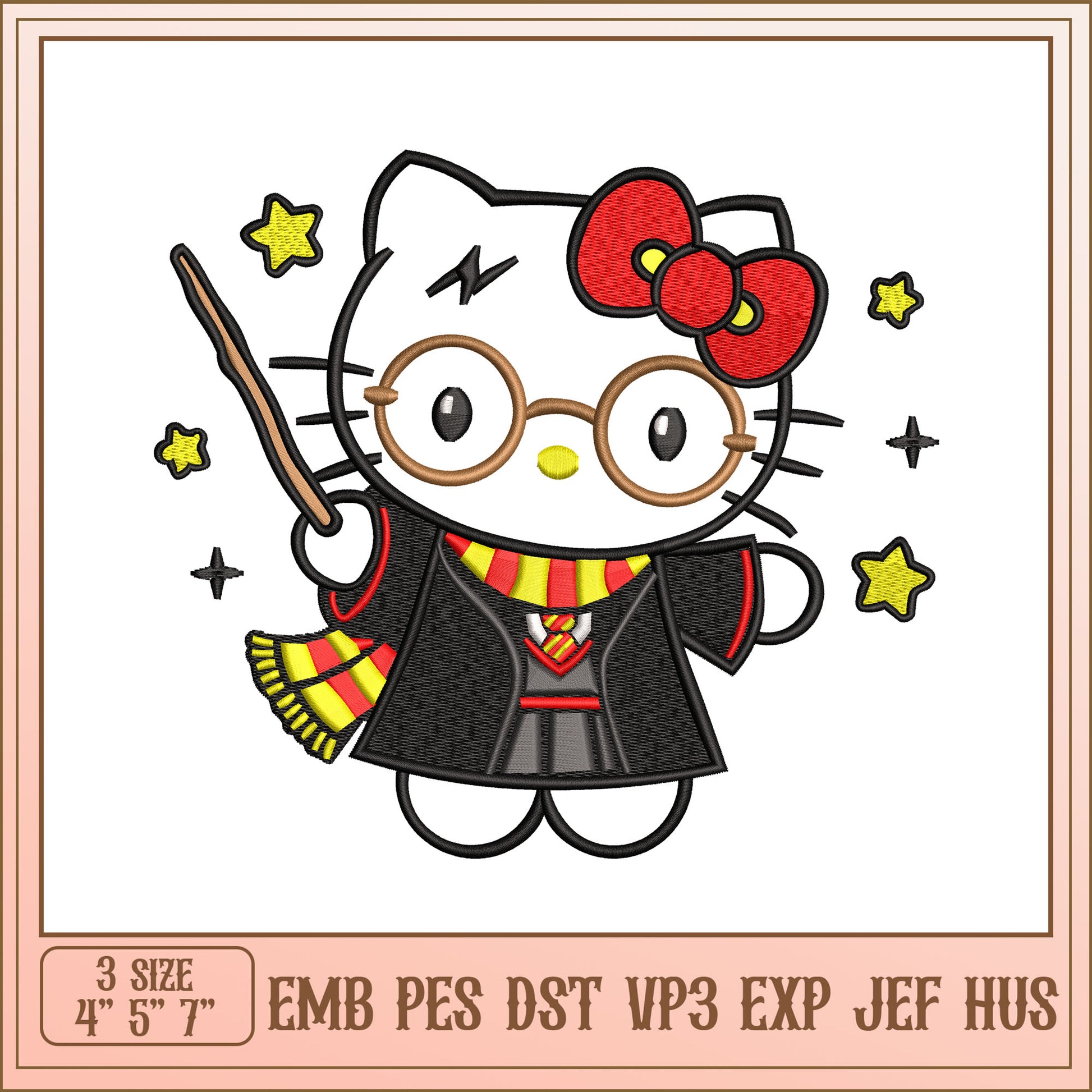 Hello Kitty Wizard Embroidery Design