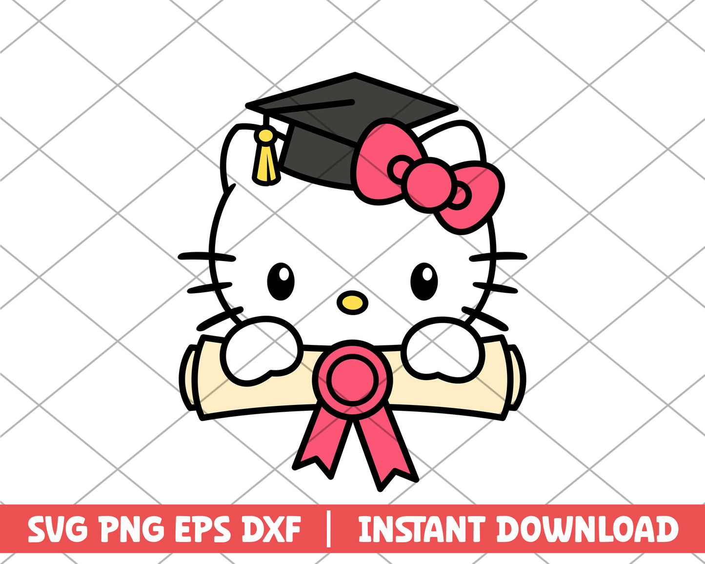 Hello Kitty graduate cartoon svg