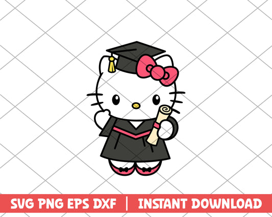 Hello Kitty graduation pink cartoon svg