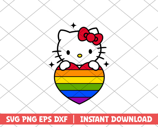 Hello Kitty pride heart cartoon svg