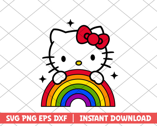 Hello Kitty rainbow cartoon svg