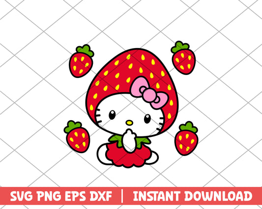 Hello Kitty strawberry cartoon svg