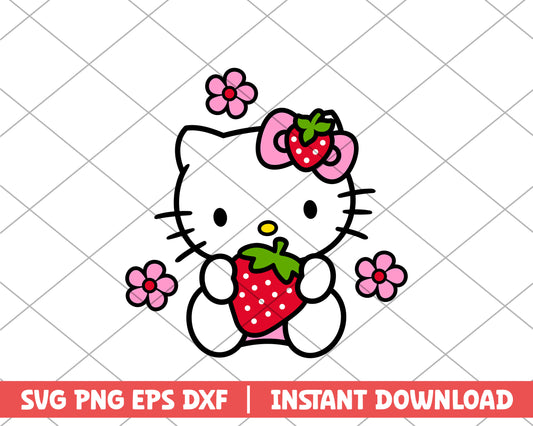 Hello Kitty strawbery cartoon svg