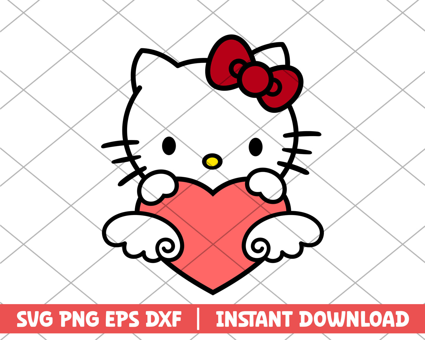 Hello Kitty wing heart svg 