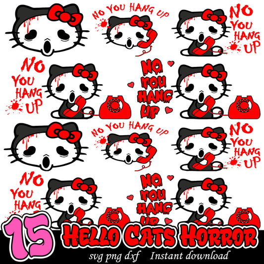 Hello Cats Horror Bundle svg, Horror Hello Kitty bundle