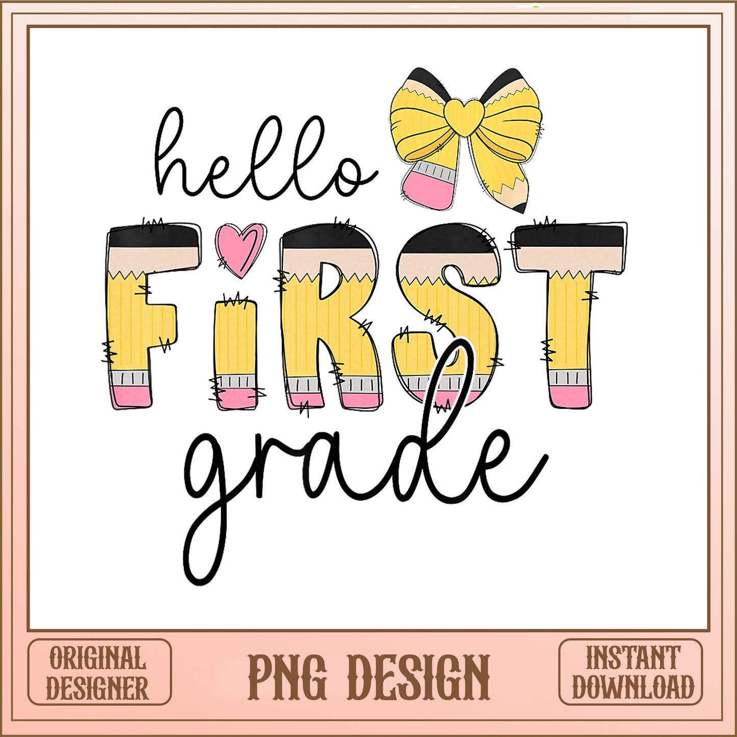 Hello First Grade PNG, Back To School PNG, Teacher PNG