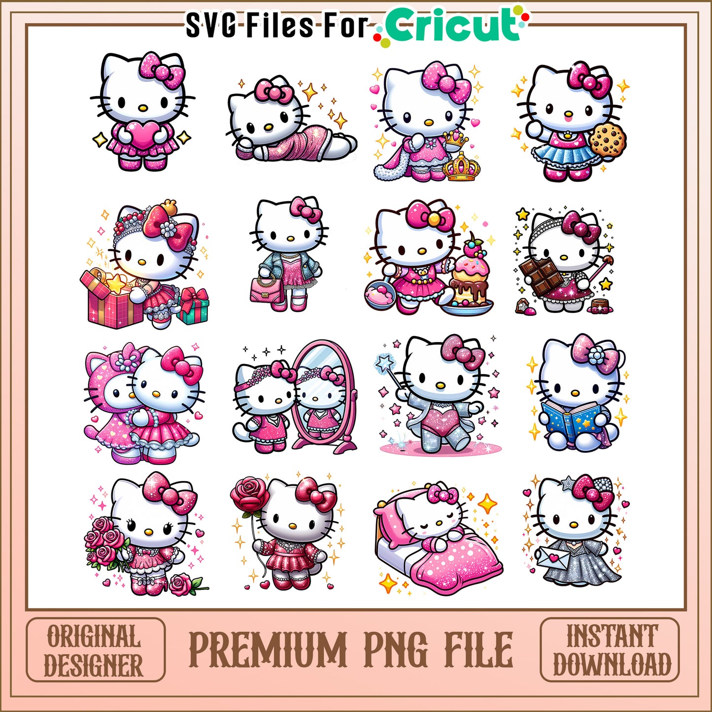Hello kitty sanrio blink bundle png, cute hello kitty png