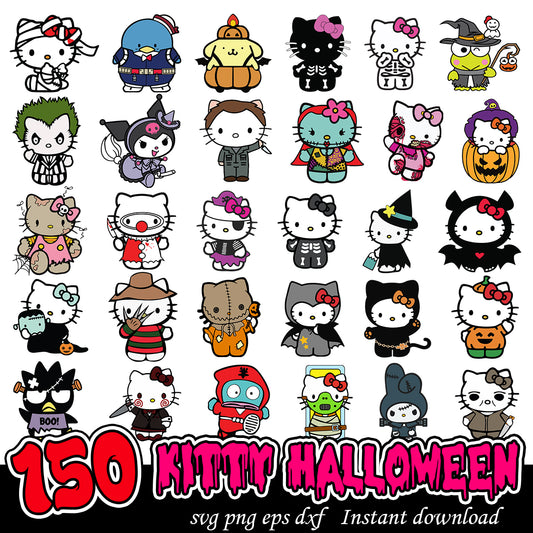 Hello Kitty bundle svg halloween, Japan Kitty halloween bundle