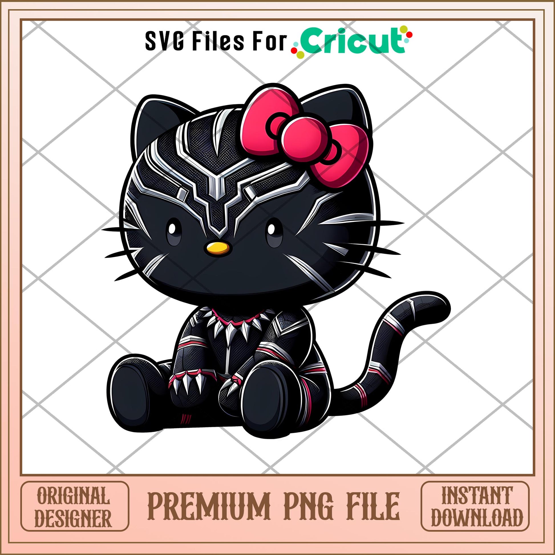 Hello kitty Deadpool Black png, Marvel png, digital dowload
