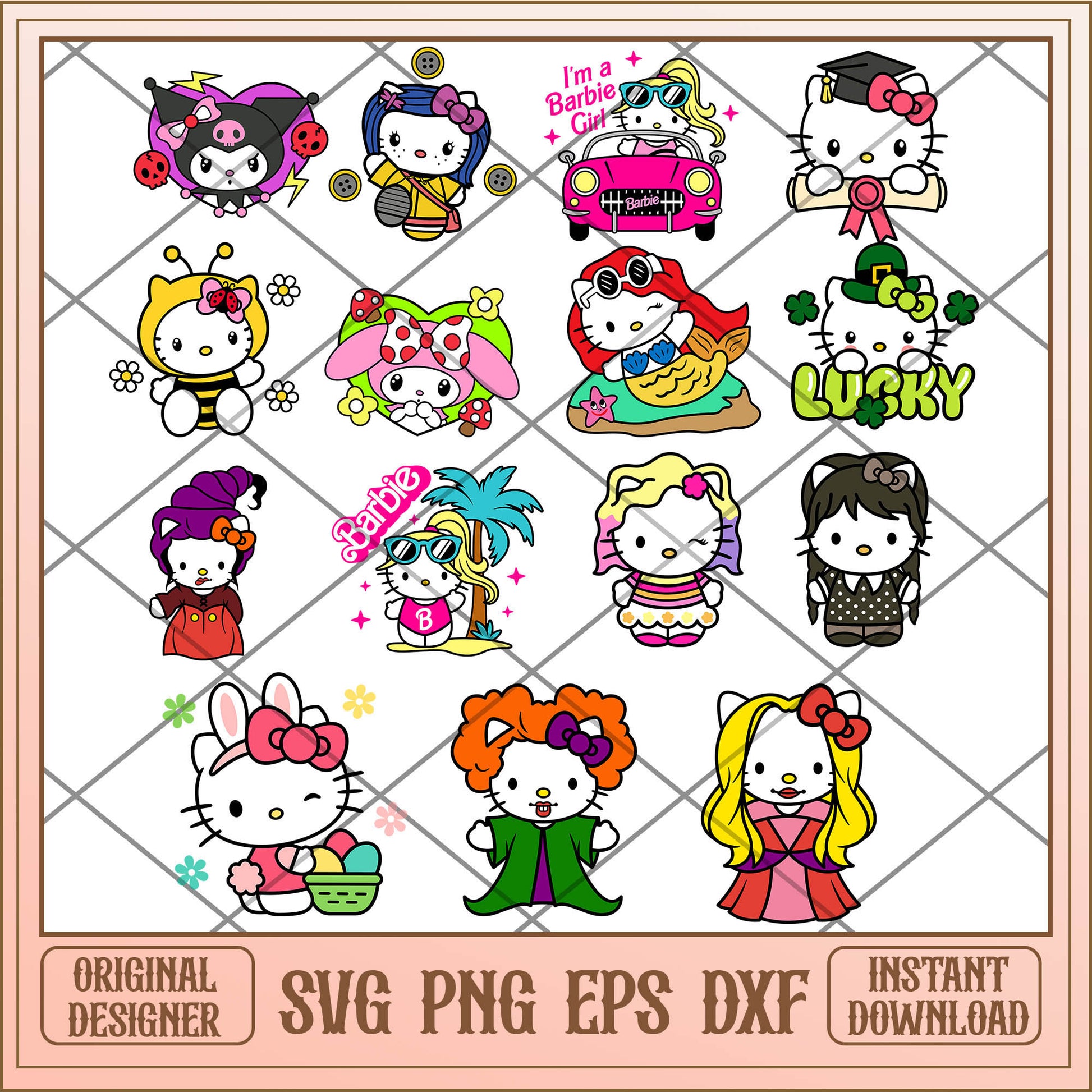 Hello kitty cartoon svg bundle