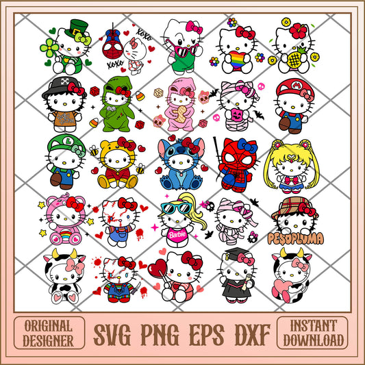 Hello kitty character svg bundle