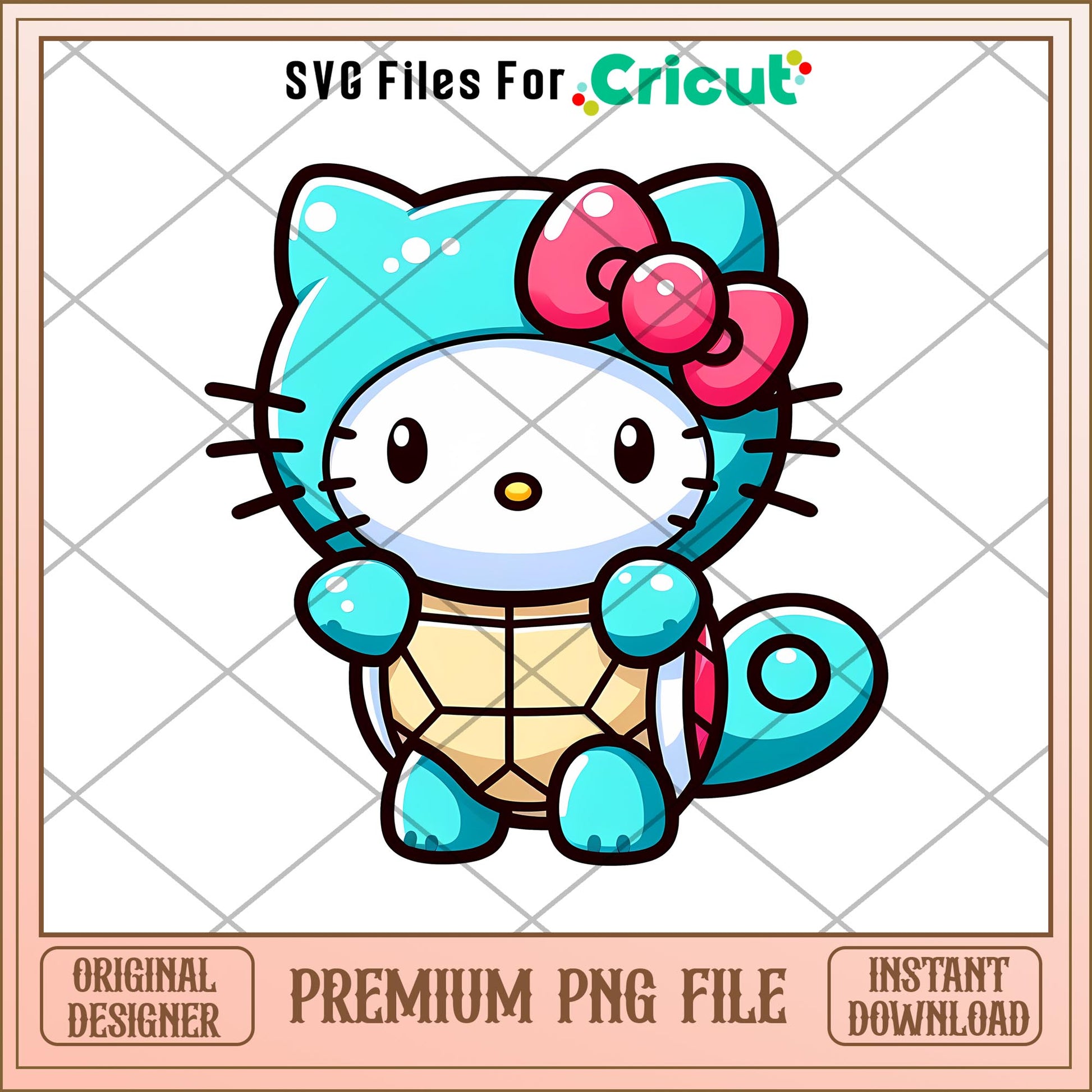 Hello kitty squirtle  png, pokemon png, digital download