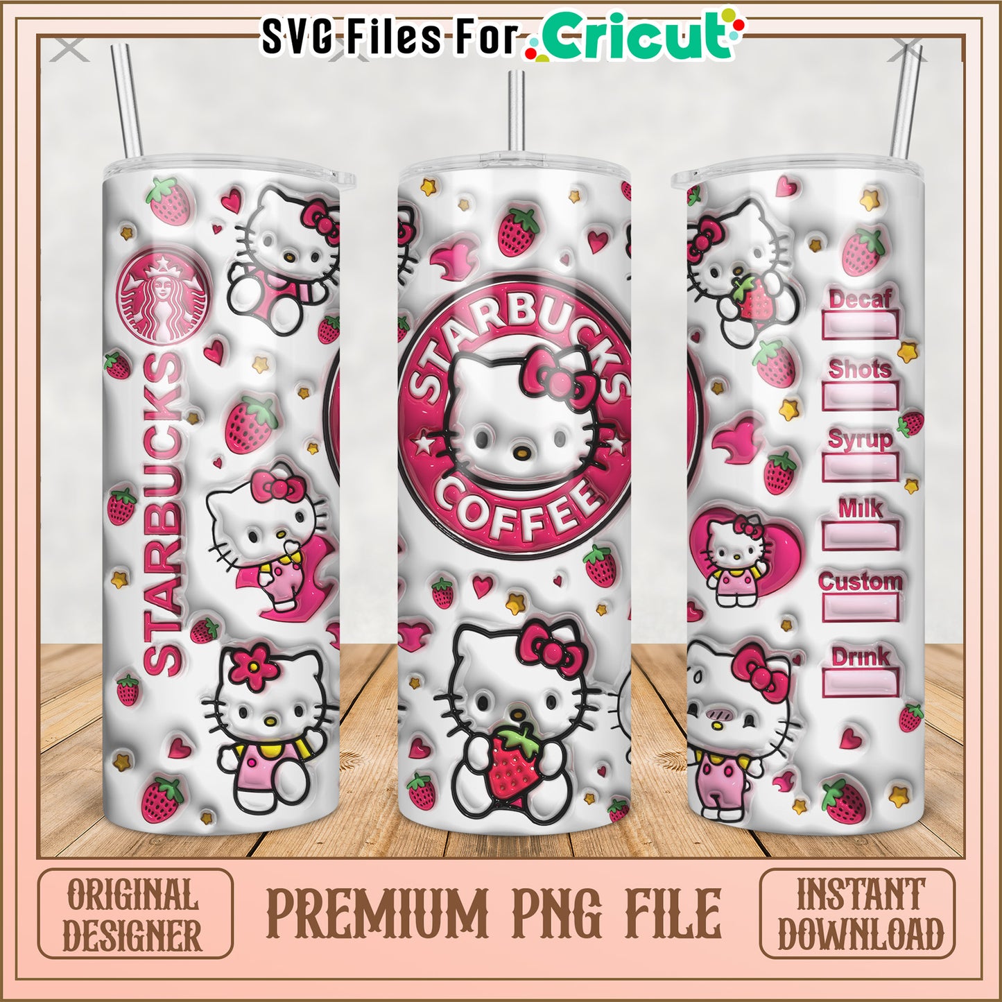 Hello kitty starbucks coffe tumbler png, cute characters png, kuromi hello kitty​ png