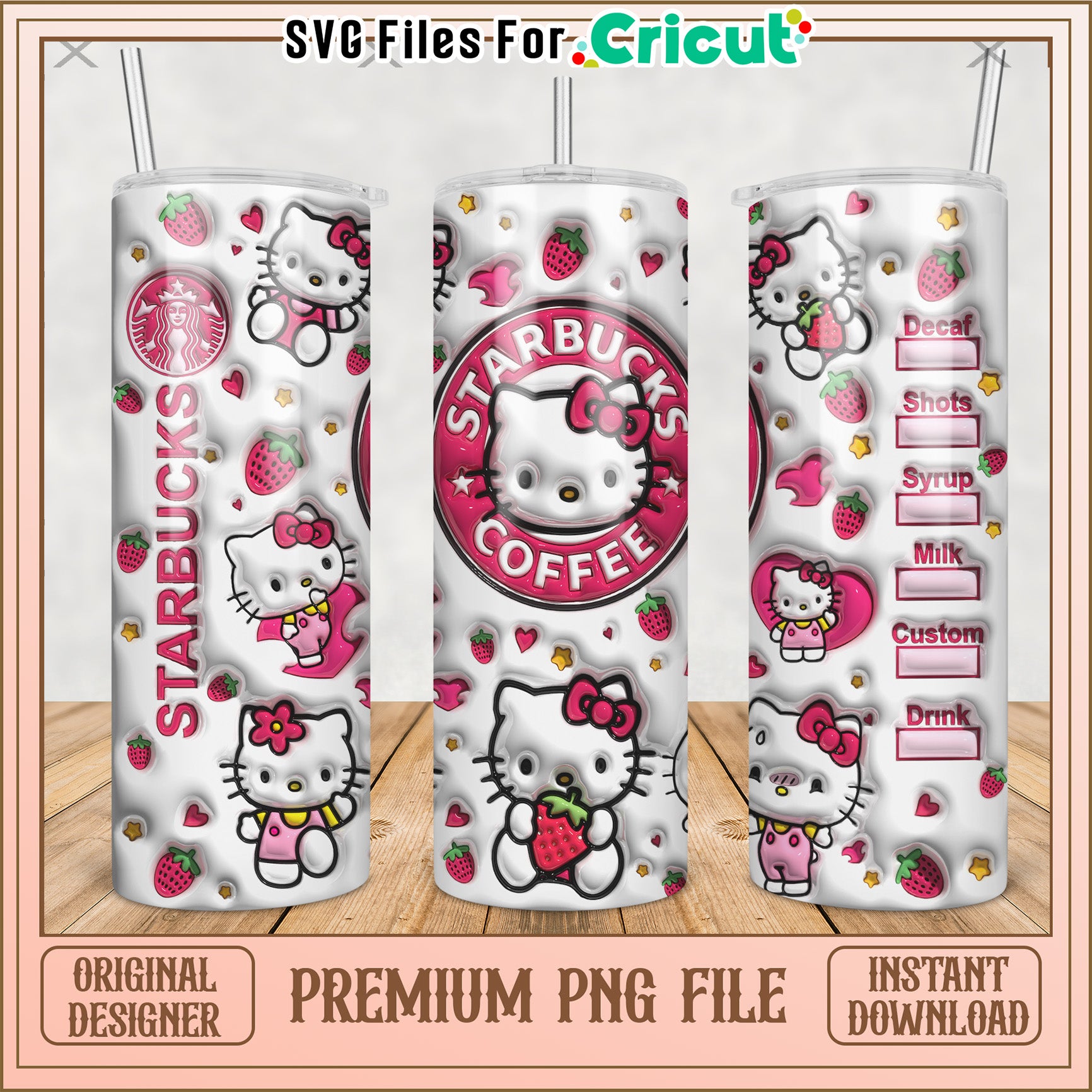 Hello kitty starbucks coffe tumbler png, cute characters png, kuromi hello kitty​ png
