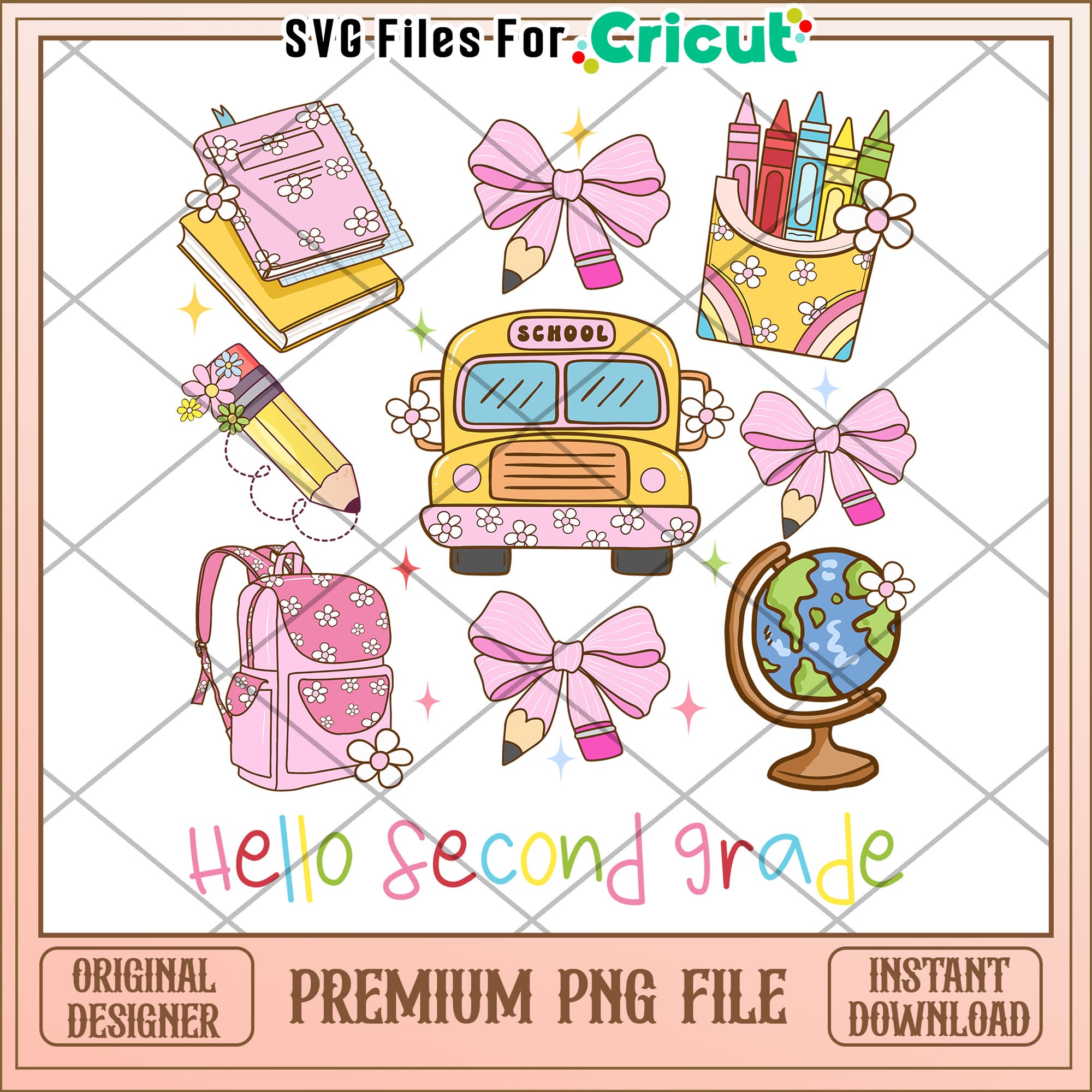 Hello second grade png, fun school essentials png, first day of school ...