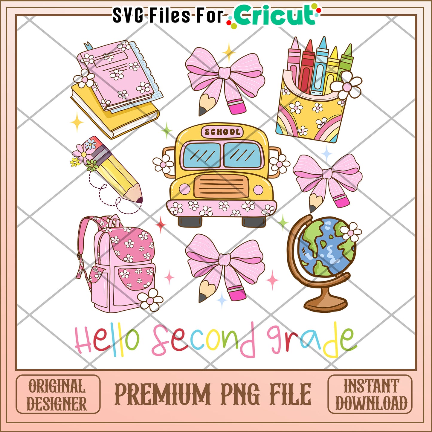 Hello second grade png, fun school essentials png, first day of school png