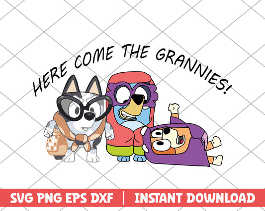 Here come the grannies cartoon svg