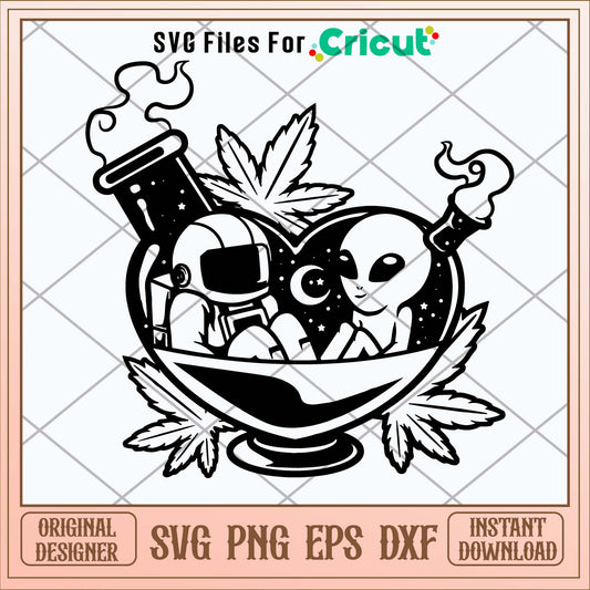 High Astronaut and Alien Svg