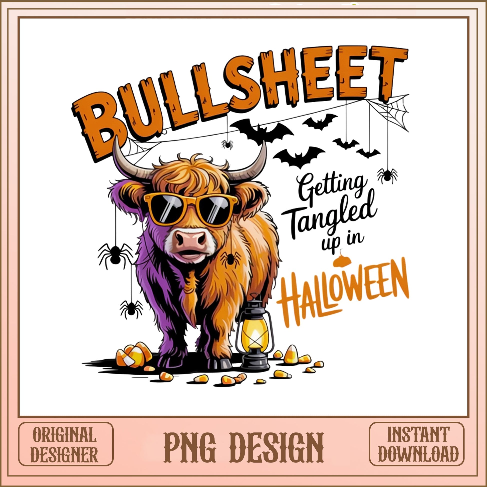 Highland Cow Halloween PNG, Funny Bull Halloween Shirt, Spooky PNG