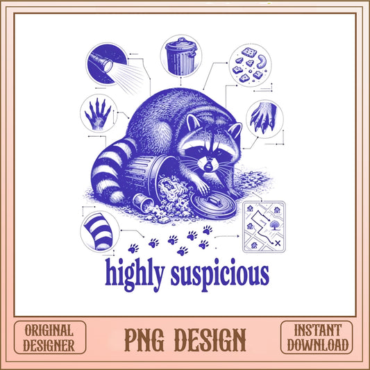 Highly Suspicious Raccoon PNG, Funny Raccoon Shirt, Raccoon PNG
