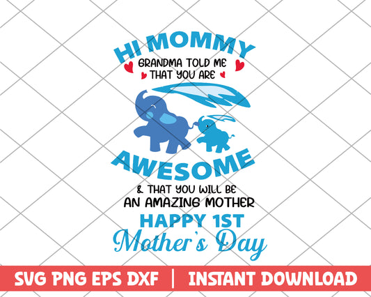 Hi mommy grandma told me that you are awesome mothers day svg 