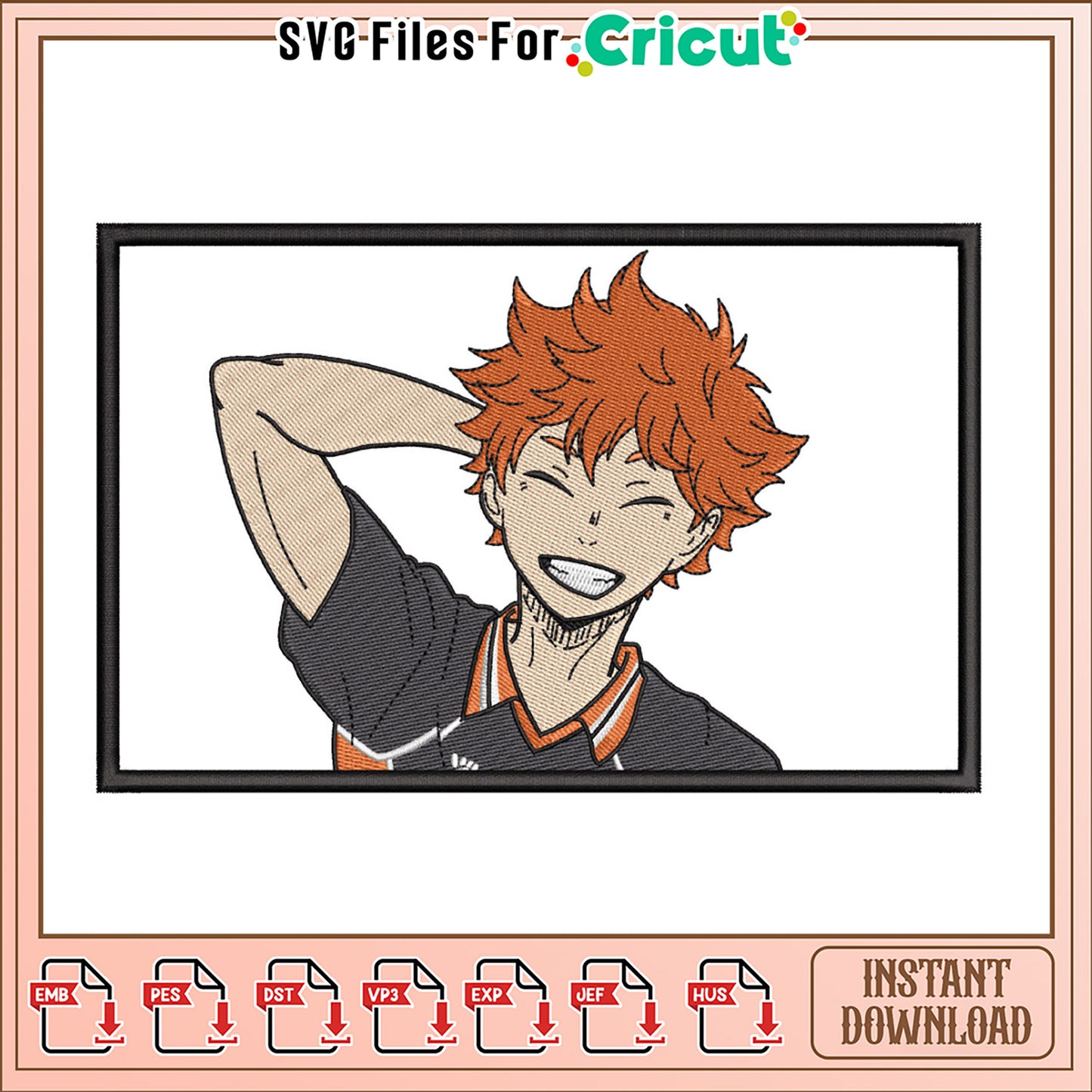 Hinata Shoyo Embroidery Design Instant Download