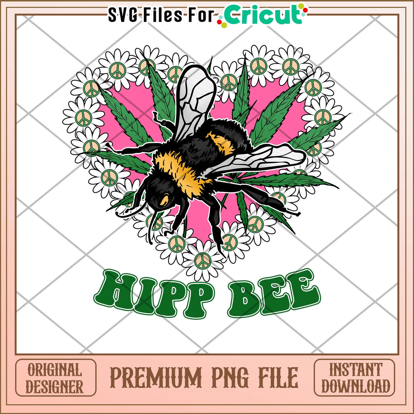 Hippie Bee PNG Design Download