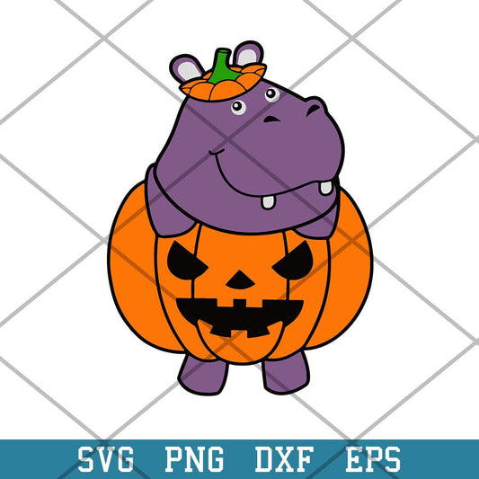 Hippopotamus Pumpkin Body Halloween Svg, Halloween Svg-Svgfilesforcricut