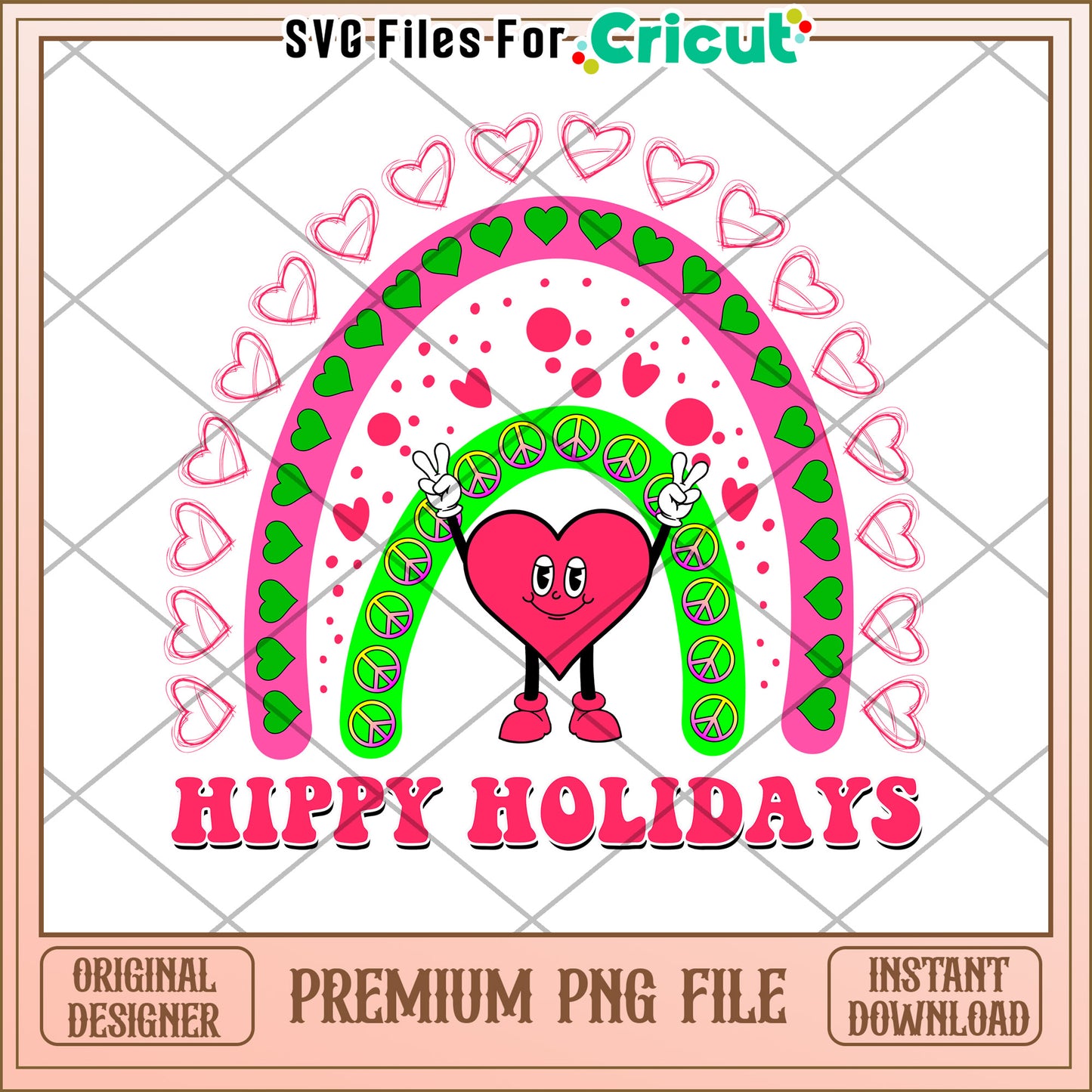 Hippy Holidays Rainbow PNG Design