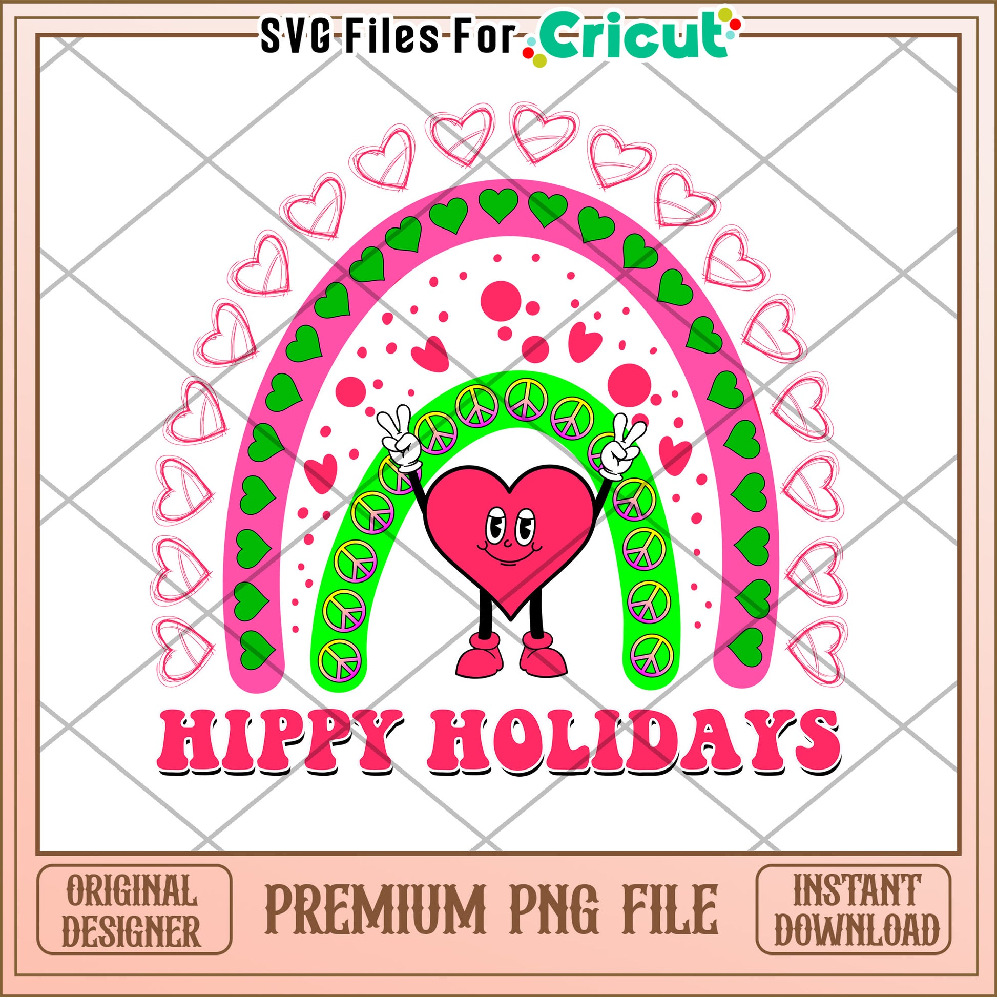 Hippy Holidays Rainbow PNG Design
